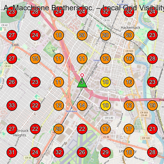 A. Macchione Brothers Inc. GeoGrid visibility map for Paving Contractor in Rochelle Park